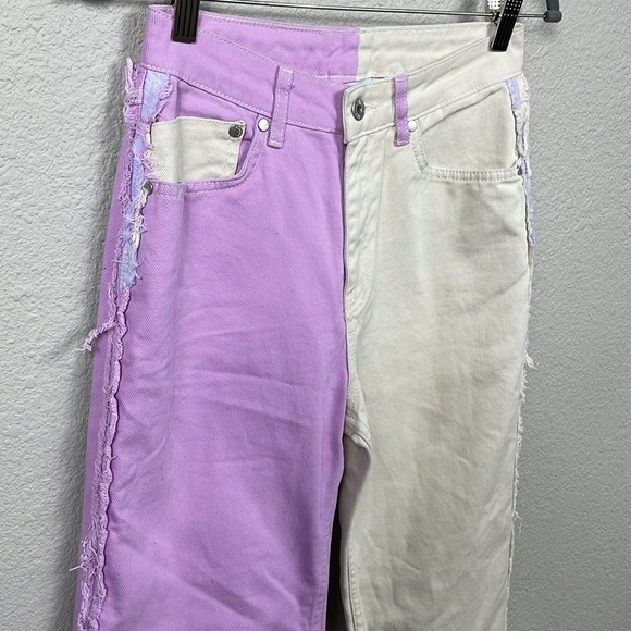 Ragged Priest Straight Leg Wonder Jeans 2 Tone Bicolor Beige Lilac Sz 26 - Picture 4 of 16
